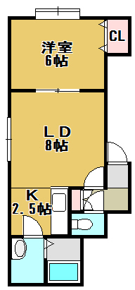 千歳市稲穂のアパートの間取り