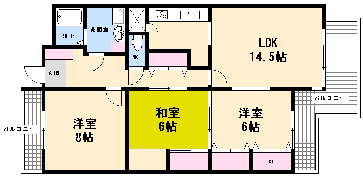 広島市西区高須のマンションの間取り