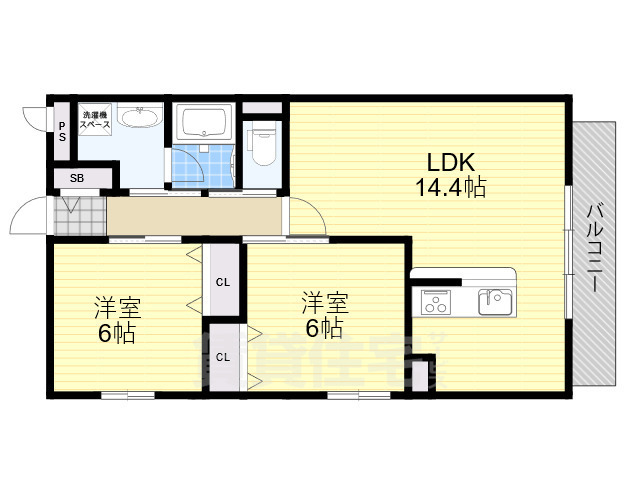 箕面市新稲のマンションの間取り