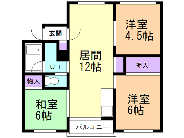 札幌市豊平区平岸四条のマンションの間取り