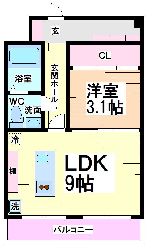 川崎市多摩区栗谷のマンションの間取り