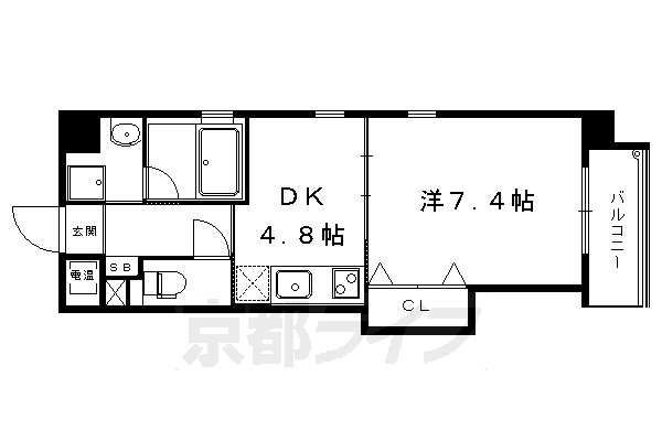 京都市左京区一乗寺里ノ前町のマンションの間取り