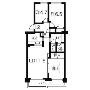 札幌市中央区南十九条西のマンションの間取り