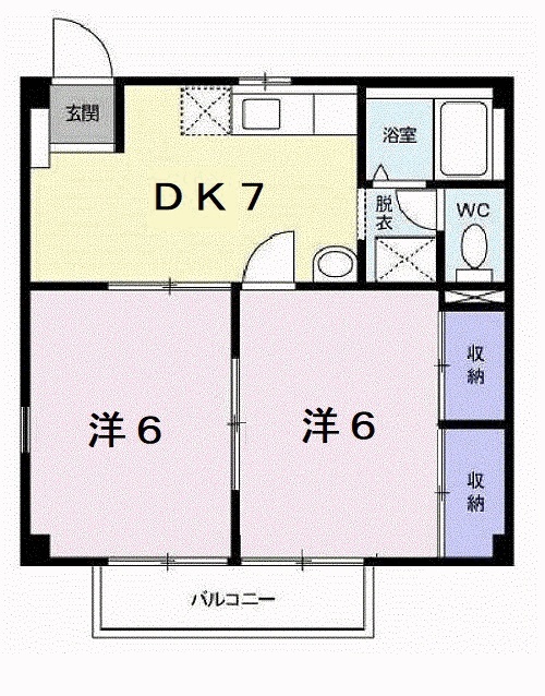 加古川市加古川町美乃利のアパートの間取り