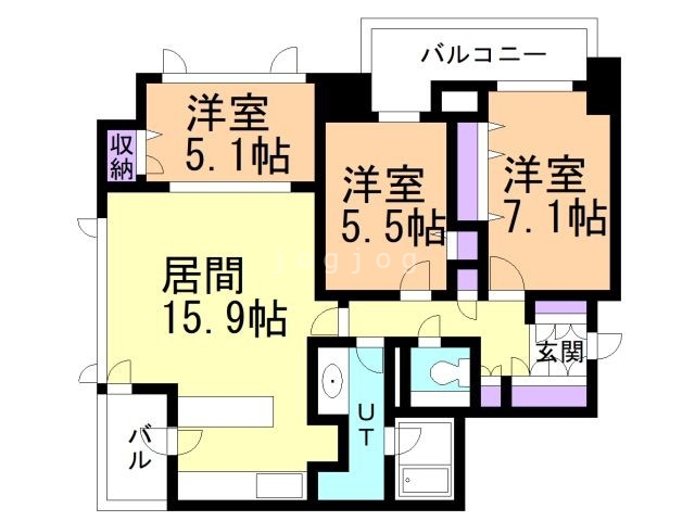 札幌市中央区北二条西のマンションの間取り