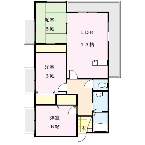 北九州市小倉南区徳力のマンションの間取り