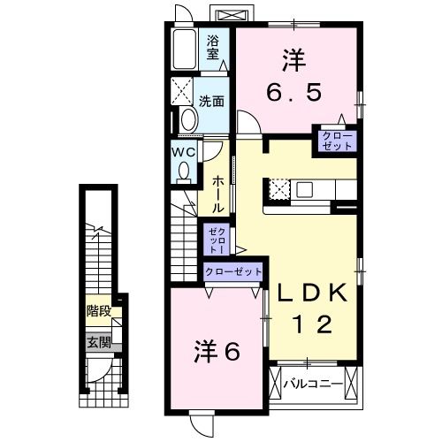 北九州市若松区二島のアパートの間取り