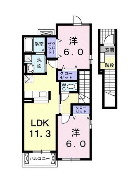 伊予市下吾川のアパートの間取り