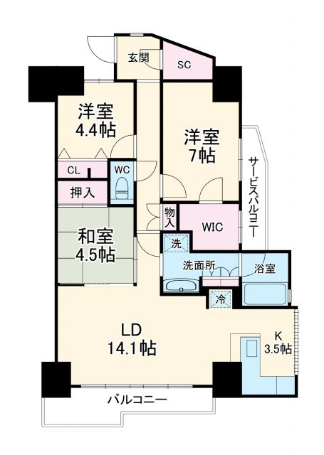 名古屋市守山区本地が丘のマンションの間取り