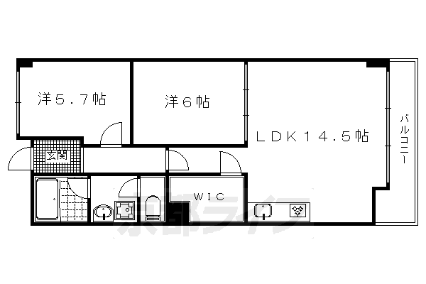 京都市上京区新白水丸町のマンションの間取り