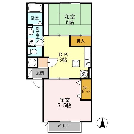 敦賀市野神のアパートの間取り