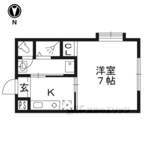 京都市北区衣笠赤阪町のアパートの間取り