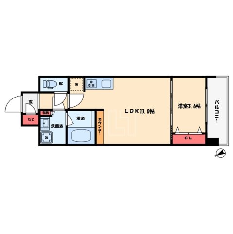 【大阪市福島区海老江のマンションの間取り】