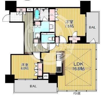 大阪市北区大淀南のマンションの間取り