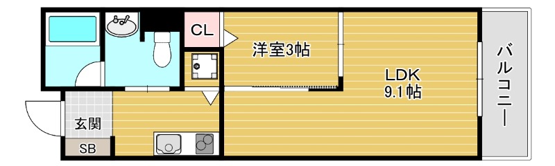 大阪市天王寺区筆ケ崎町のマンションの間取り