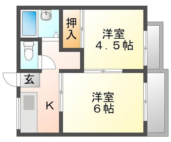 岡山市中区西川原のアパートの間取り