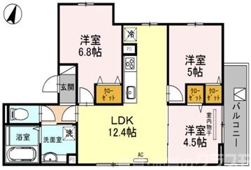 ルピナス嵯峨Ａ棟の間取り