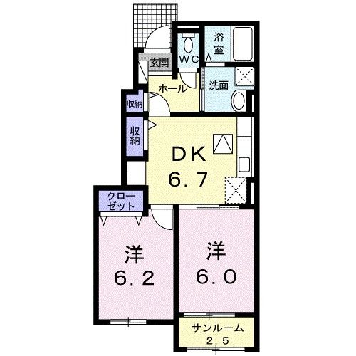 新居浜市政枝町のアパートの間取り