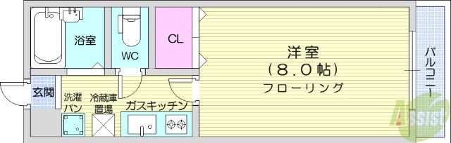 仙台市若林区白萩町のマンションの間取り