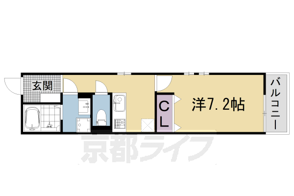 京都市左京区北白川山田町のアパートの間取り