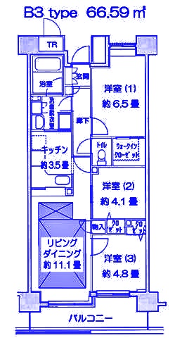 川崎市幸区新塚越のマンションの間取り