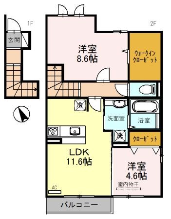 近江鉄道八日市線 八日市駅 徒歩58分 2階建 築9年の間取り写真