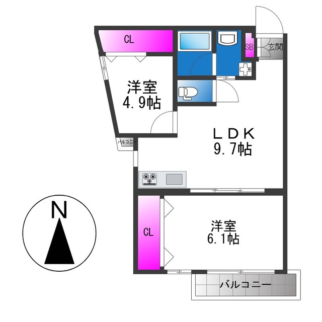 グランガーデン足代新町の間取り写真