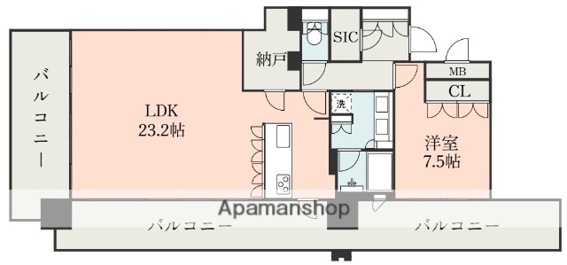 熊本市電健軍線 二本木口駅 徒歩4分 31階建 築1年の間取り写真