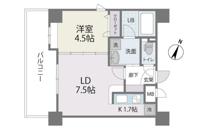 地下鉄七隈線 薬院大通駅 徒歩5分 15階建 築16年の間取り写真