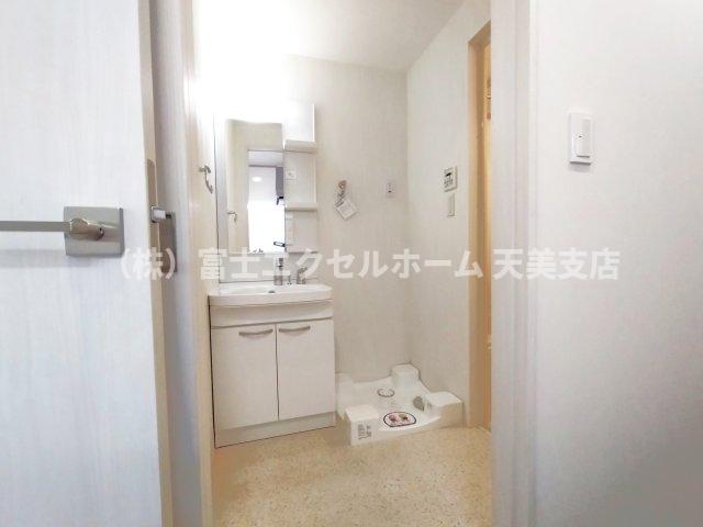 洗面設備　シャワー付きドレッサー+室内洗濯機置場