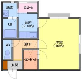 金沢市神宮寺のアパートの間取り