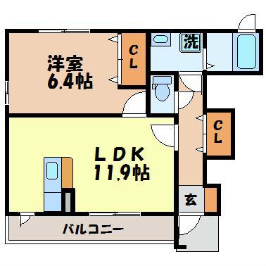 カンフォタブル（小船越町）の間取り