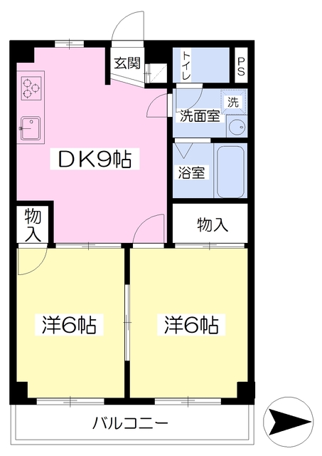 松山市古三津のマンションの間取り