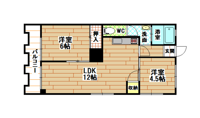 北九州市小倉北区黄金のマンションの間取り