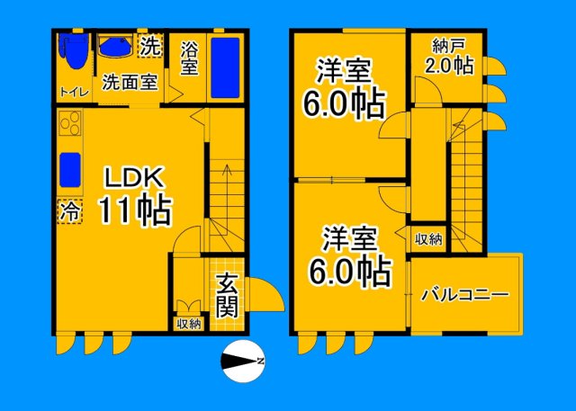 堺市堺区北三国ヶ丘町のアパートの間取り