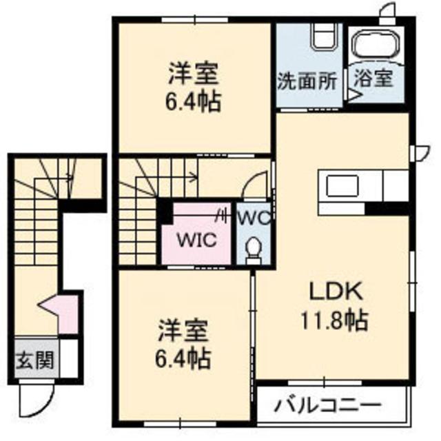 岡山市北区宿のアパートの間取り