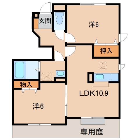 橋本市胡麻生のアパートの間取り