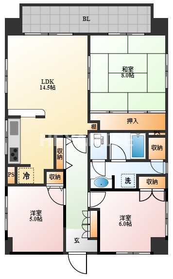 長崎市古川町のマンションの間取り