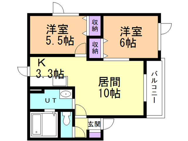 苫小牧市日の出町のアパートの間取り