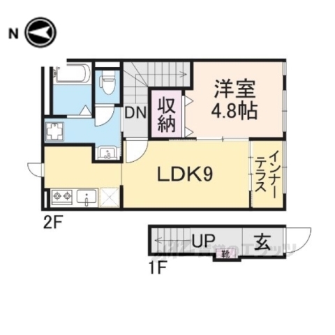 【米原市下多良のアパートの間取り】