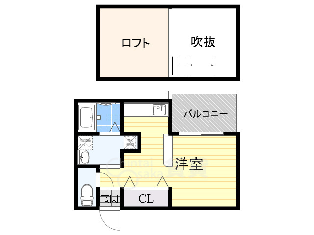 大阪市東淀川区大桐のアパートの間取り