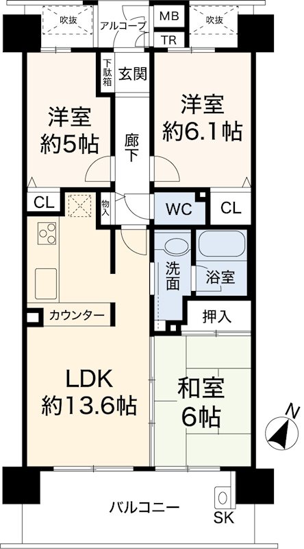 コスモシティ神戸本山の間取り