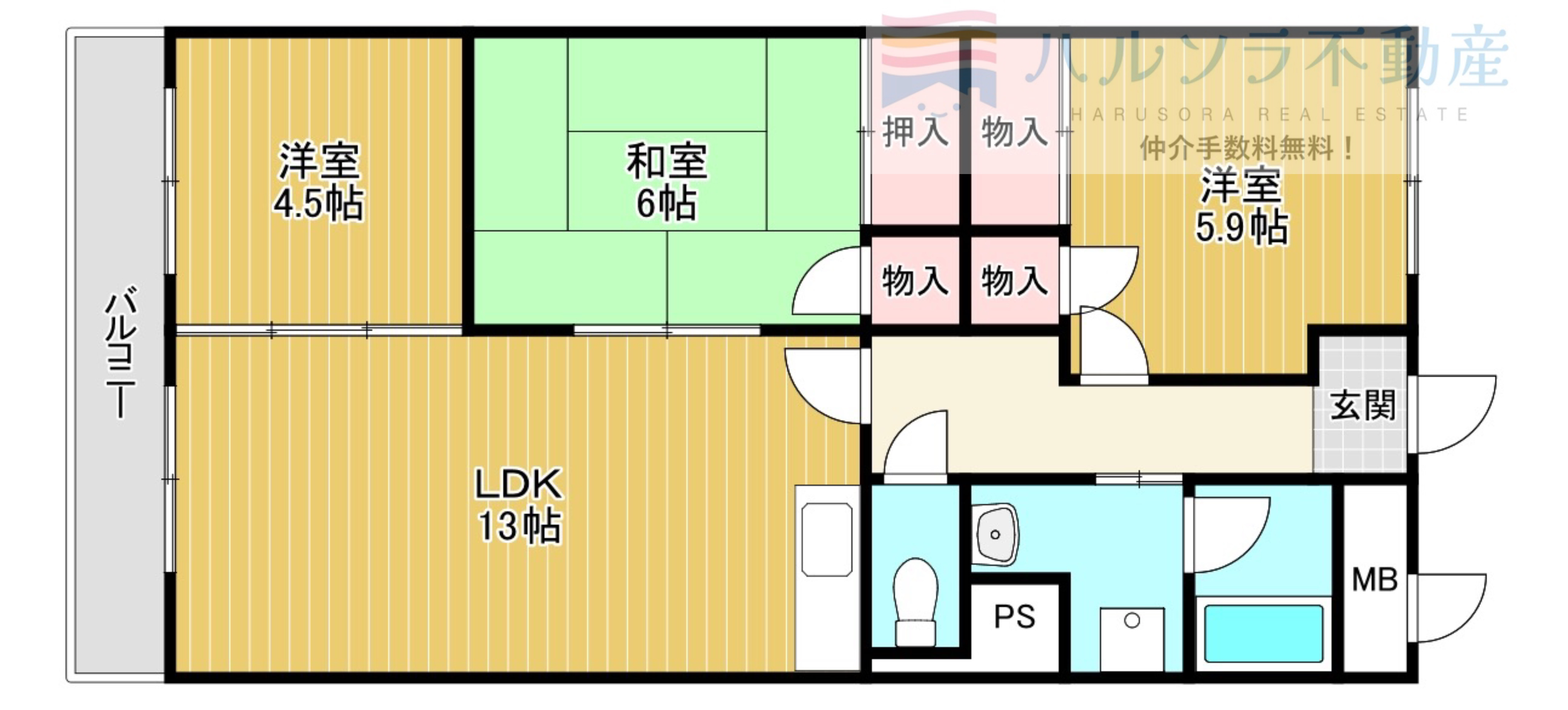 寝屋川市日之出町のマンションの間取り