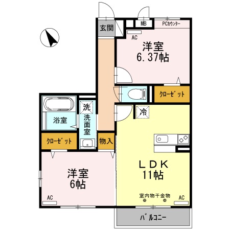 府中市是政のアパートの間取り