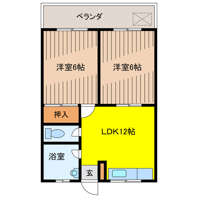 沖縄市胡屋のアパートの間取り