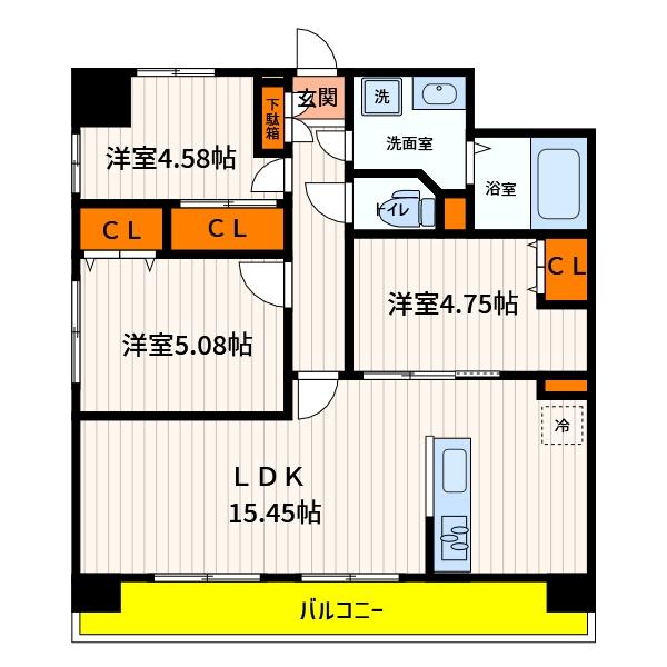 日野市新町のマンションの間取り