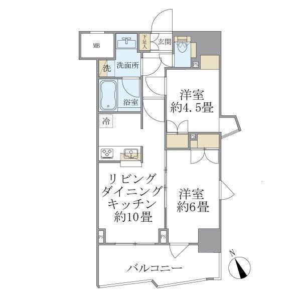 新宿区弁天町のマンションの間取り