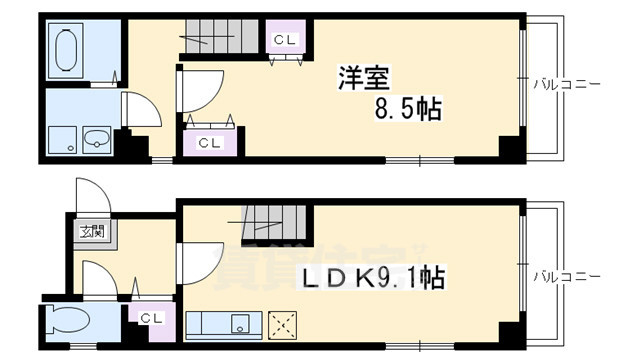 京都市中京区松屋町のマンションの間取り