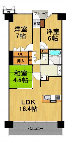 宝塚市武庫川町のマンションの間取り