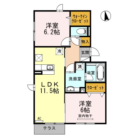 高島市安曇川町末広のアパートの間取り